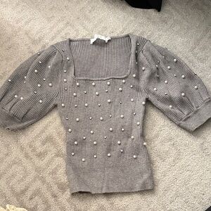 ASTR The Label Puff Sleeve Ribbed Top Size XS